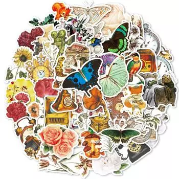 50 Ретро Ручных Аккаунтов Высокой Ценности, Наклейки-Граффити с Цветами, Наклейки для Творческих Ручных Аккаунтов DIY