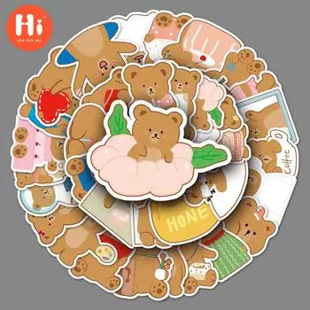 50 рисованных от руки граффити с изображением медведя, оригинальные милые карты Goo, детский чехол для телефона «сделай сам», наклейки на чемодан, водонепроницаемые