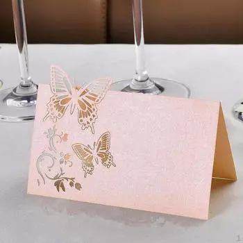 50 романтических открыток с белыми/розовыми резными бабочками, розовые, 3,5x3,5 дюйма