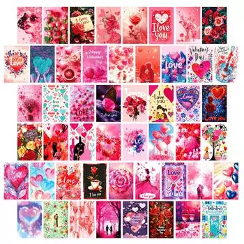 50 роз День святого Валентина Украшение стены Открытки Украшение Гостиная Спальня Парочка Сообщение Mingxin Открытка T01042221