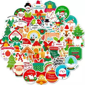 50 рождественских наклеек Рождественская вечеринка своими руками оконное стекло композиция украшения праздничные наклейки атмосфера