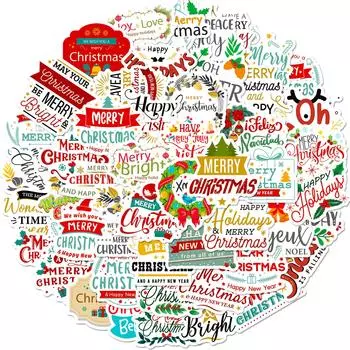 50 Рождественских наклеек с фразами Креативные наклейки для подарочных пакетов Подарочные коробки Бирки на день рождения Наклейки для вечеринки Рождественские наклейки