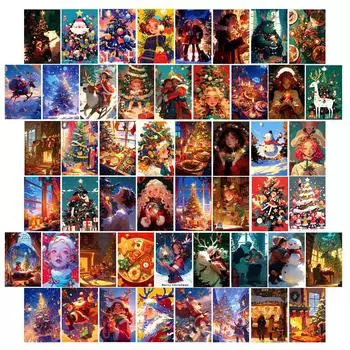 50 Рождественских настенных открыток Атмосферные мультяшные открытки с праздничным декором в виде лося T01042192