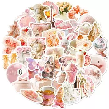 50 розовых балетных наклеек Mix And Match Diy Canvas Handbook Ins Girly Case Decoration