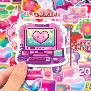50 розовых симпатичных наклеек-граффити в стиле макарон в стиле Y2K Millennium, декоративная кружка для воды для багажа