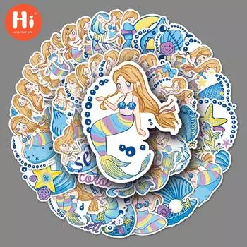 50 Русалка граффити персонализированный мультфильм оригинальный, не нарушающий авторских прав, креативный чехол для телефона «сделай сам», наклейки на чемодан, водонепроницаемые