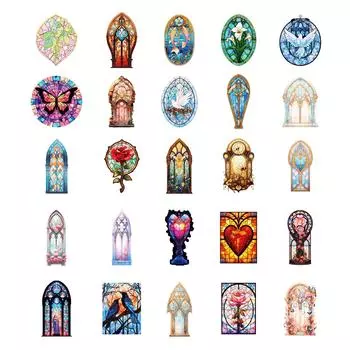 50 Self-Created Gothic Stained Glass Baroque Window Grilles Personalized Creative Diy Decorative Stickers
