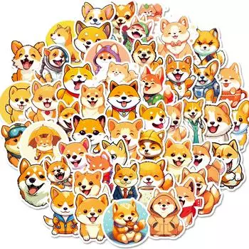 50 Щенок Сиба-ину Милые Мультяшные Наклейки Супер Милый Пес Чемодан Декоративные Наклейки
