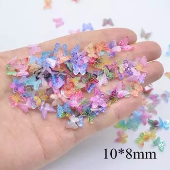 50 шт. 10*8 мм мини маникюр бабочка смолы Скрапбукинг орнамент ремесла украшения дома поставка орнамент аксессуары разноцветный