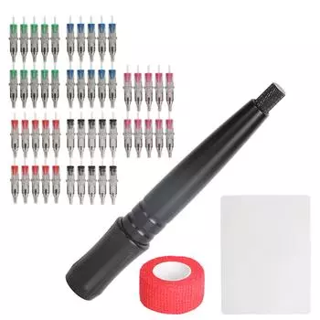 50 шт. 10 мл шариковая ручка для татуировок смешанные картриджи для татуировок с силиконовой ручкой для практики