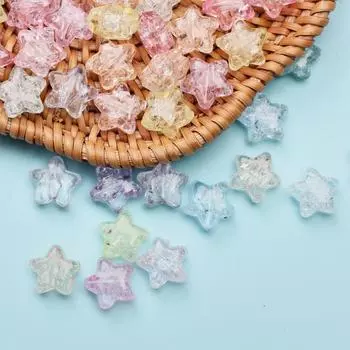 50 шт., 10 мм, имитация стекла, бусины с плоским дном, разбросанные пятиконечные звезды, 8 цветов, для браслета «сделай сам», ожерелья, ювелирных аксессуаров 10mm 50pcs фиолетовый