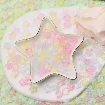 50 шт., 10 мм, имитация стекла, бусины с плоским дном, разбросанные пятиконечные звезды, 8 цветов, для браслета «сделай сам», ожерелья, ювелирных аксессуаров 10mm 50pcs красный