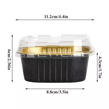 50 шт. 10 унций алюминиевой фольги квадратные формочки для выпечки кексов с крышками одноразовые формочки для тортов контейнеры обертки десертные формочки