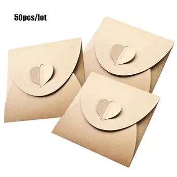 50 шт. 13x13 см сердце крафт-бумажный чехол для компакт-диска, рукава для компакт-дисков, упаковочная сумка для DVD, коробка, крафт-чехол для компакт-диска, конверт для вечеринки L29K