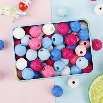 50 шт. 14 мм натуральные круглые деревянные бусины-разделители с резьбой для изготовления ювелирных изделий, аксессуары для браслетов и ожерелья темно-синий