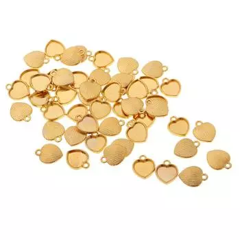50 шт. 15x12 мм кулон в виде сердца, пустой кабошон, подносы для установки ювелирных изделий своими руками 15x12mm золотистый