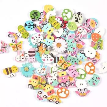 50 шт. 1-2 см смешанные мини-деревянные пуговицы в виде животных, ручная работа, скрапбукинг, поделки, швейные аксессуары для одежды, мультяшные собаки и кошки, окрашенные