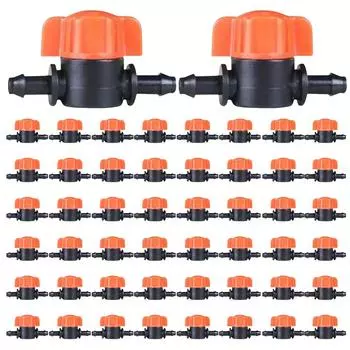 50 шт. 1/4 дюйма клапан капельного орошения 1/4 трубки для капельного орошения контроль расхода воды для теплиц, сельскохозяйственных угодий, цветов, грядок, газонов