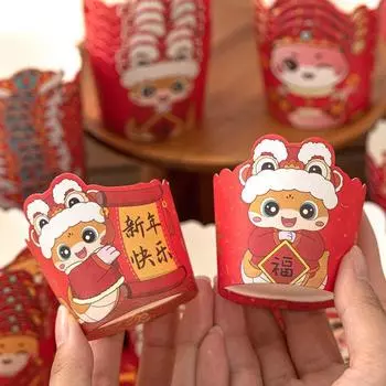 50 шт. 2025 год бумажные стаканчики змеиный год торт стаканчики десерт декоративные бумажные стаканчики термостойкие кексы вечеринка