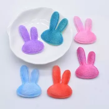 50 шт. 27*40 мм, мягкий плюш, аппликация в виде пушистого кролика для головных уборов «сделай сам», заколка для волос, декор с бантом, аксессуары, одежда, шляпа, обувь, нашивки для шитья розовый