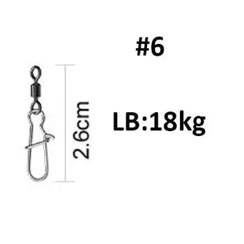 50 шт. #2/4/6/8/10/12 Вертлюжок с подшипником Рыболовный соединитель Вертлюжок для прокатки Застежка Рыболовная приманка Крючок Аксессуары Снаряжение #6 чёрный