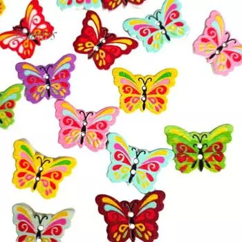 50 шт. 2 отверстия красочные деревянные пуговицы в форме бабочки для шитья одежды DIY Декор