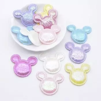 50 шт. 35*30 мм блестящие аппликации в виде головы мыши для одежды принадлежности для шитья шляп нашивки для самостоятельного изготовления головных уборов заколки для волос аксессуары для декора розовый