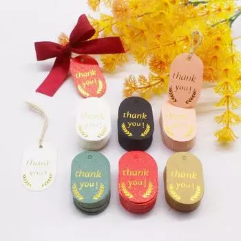 50 шт. 3x5 см красного, белого, черного, розового, зеленого цвета, крафт-бумага овальной формы, спасибо за подвесную открытку с 10 метрами пеньковой веревки 50tag10mstring белый