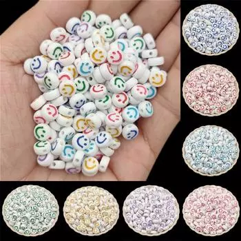 50 шт. 4*7 мм белые улыбающиеся лица свободные бусины «сделай сам» для изготовления ювелирных изделий, ожерелья, браслета зелёный