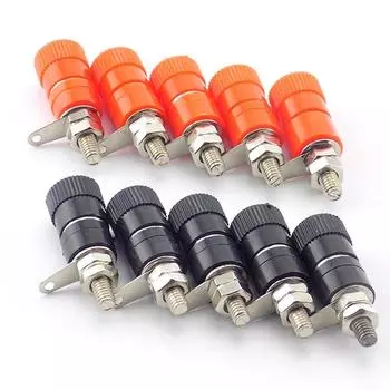 50 шт., 4 мм, вилки типа «банан», разъем, розетка, никелированная переплетная гайка, красный, черный, «сделай сам», вилка адаптера типа «банан»