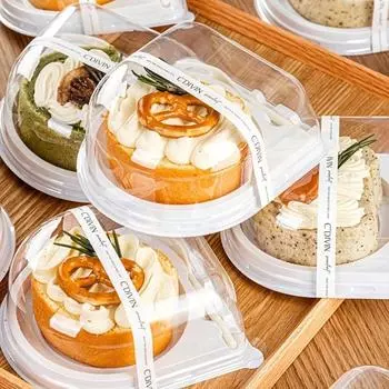 50 шт. 50 коробок для рулетов: Индивидуальная прозрачная ПЭТ-упаковка для десертов и угощений 50 PCS no sticker белый