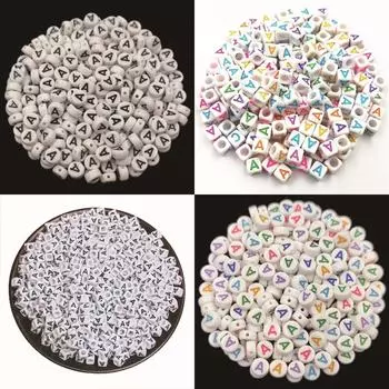 50 шт. 5,5/7 мм 26 букв черного цвета на белом/цветного цвета для изготовления ювелирных изделий, ожерелья, браслета, акрила, самодельных поделок, бусины, подвеска ручной работы letter H