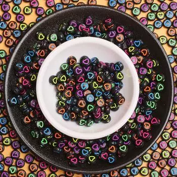 50 шт. 6,5 мм акриловые круглые бусины в форме сердца, модные материалы для браслета, ожерелья, серег, брелок для изготовления ювелирных изделий 1