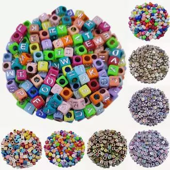 50 шт. 6/7 мм ручные аксессуары, красочные буквы, свободные бусины, сделай сам, поделки для изготовления ювелирных изделий, изготовление браслетов, ожерелья, изготовление 7# Silver 7mm