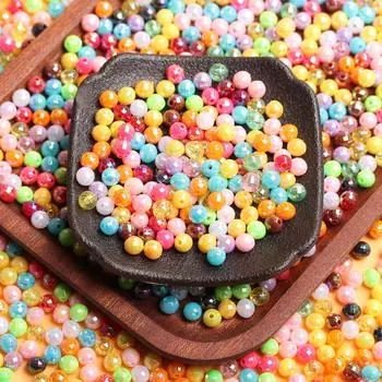 50 шт. 6 мм акриловые AB многогранные круглые шарики россыпью для изготовления браслета, ожерелья чёрный