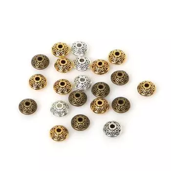 50 шт., 6 мм, тибетские металлические бусины, античное золото, серебро, овальная форма НЛО, свободные бусины-разделители для изготовления ювелирных изделий, DIY браслет, подвески