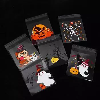 50 шт. 6-в-1 упаковка для конфет на Хэллоуин, самозапечатывающийся пакет для вечеринки с привидениями, подарочные пакеты для закусок на Хэллоуин в виде сладостей