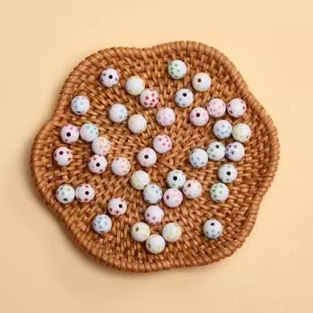 50 шт., 7,5 мм, круглые акриловые бусины с прямым отверстием и звездным узором, свободные акриловые бусины для изготовления ювелирных изделий, ожерелье, браслет, серьги, аксессуары из бисера