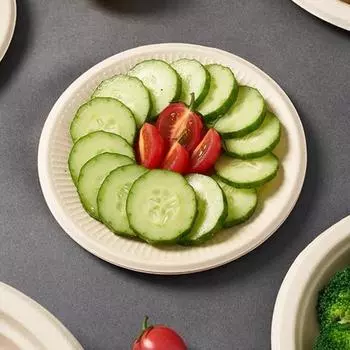 50 шт. 7-дюймовая одноразовая тарелка, разлагаемая пищевая бумага для свадьбы, дня рождения, ужина, торта, десерта, мороженого, блюда, набор столовой посуды белый