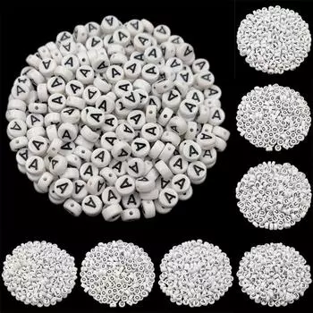 50 шт., 7 мм, 26 букв, свободные бусины, сделай сам, поделки для изготовления ювелирных изделий, ожерелья, браслета H