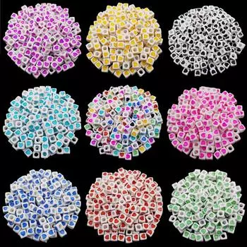 50 шт. 7 мм акриловые бусины-блоки свободные бусины-разделители квадратное сердце с принтом DIY ювелирные аксессуары ремесло жёлтый