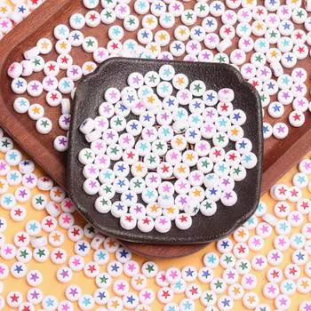 50 шт. 7 мм акриловые бусины-звездочки плоские круглые звезды свободные разделительные бусины для самостоятельного изготовления браслетов, ожерелий и ювелирных изделий