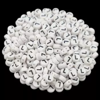 50 шт. 7 мм белый фон буквы россыпью акриловые бусины ремесла для изготовления ювелирных изделий своими руками кулон ожерелье браслет ювелирные изделия аксессуары 7mm 50Pcs
