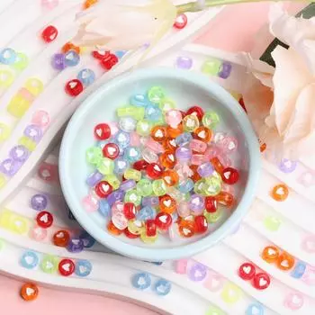 50 шт., 7 мм, оптовая продажа, акриловое ожерелье, браслет, бусина-прокладка, сделай сам, изготовление ювелирных изделий, свободные бусины в форме сердца, прозрачные зелёный