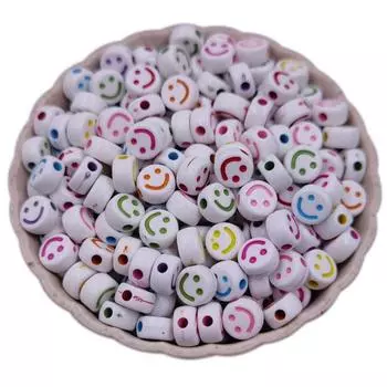 50 шт. 7 мм ожерелье браслет DIY ремесла свободные бусины смешанные цвета для изготовления ювелирных изделий оптовая продажа улыбающееся лицо кулон бусины