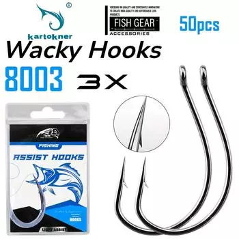 50 шт. 8003 Wacky Hooks, мягкие крючки для наживки, рыболовный крючок с зазубринами для оснастки Drop Shot 1