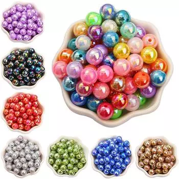 50 шт. 8 мм AB цветные акриловые круглые бусины с имитацией жемчуга свободные проставки для изготовления ювелирных изделий DIY браслет разноцветный