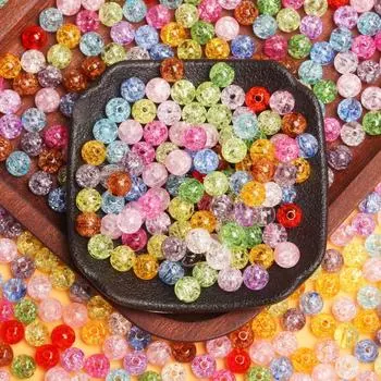 50 шт 8 мм акриловые кракле круглые бусины для самостоятельного изготовления ювелирных изделий свободные разделительные бусины подвески ремесло оптовая продажа многоцветная мода