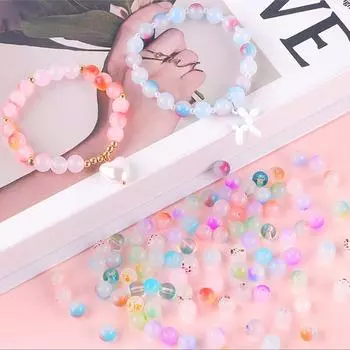 50 шт., 8 мм, фантазийные желе, двойные стеклянные круглые свободные бусины, сделай сам, бисер, ювелирный материал, браслет, ожерелье, аксессуары ручной работы