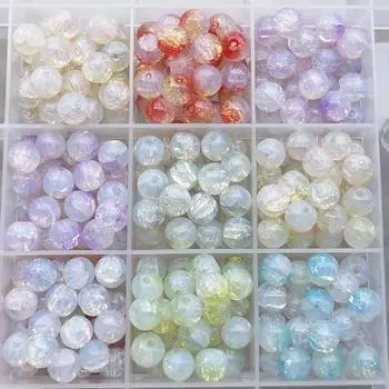 50 шт. 8 мм лопнувший нефритовый сломанный круглый стеклянный свободный бисер DIY ювелирные аксессуары, ожерелье из бисера, браслет, материал ручной работы